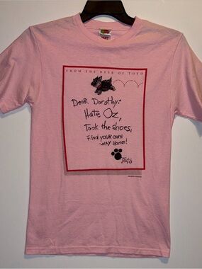 Fruit of the Loom Pink Graphic Tee with Red and Black Print